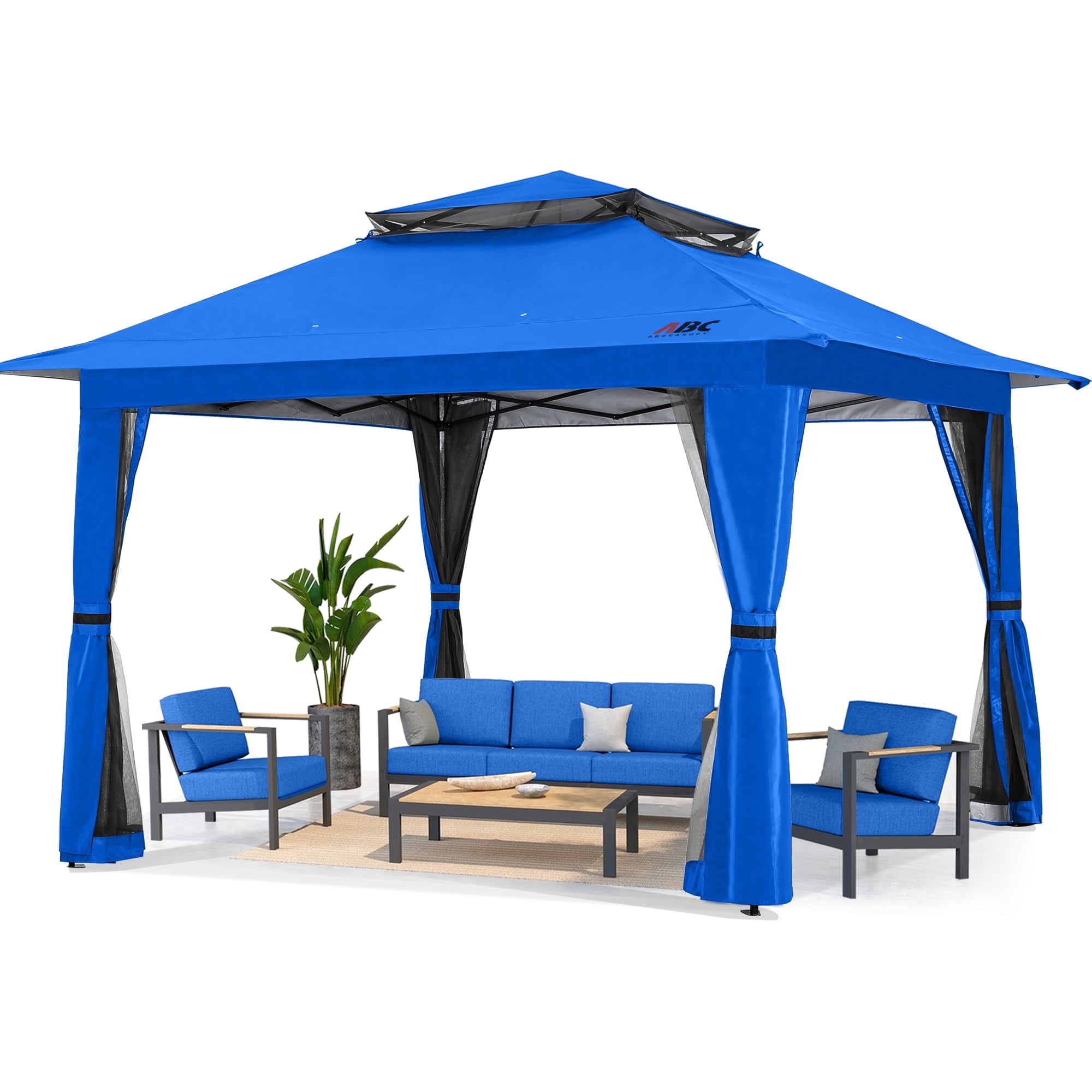 【ひゃん】 AKO-F-3B ABCCANOPY 13'x13' Gazebo Tent Outdoor Pop-up Shelter with Mosquito