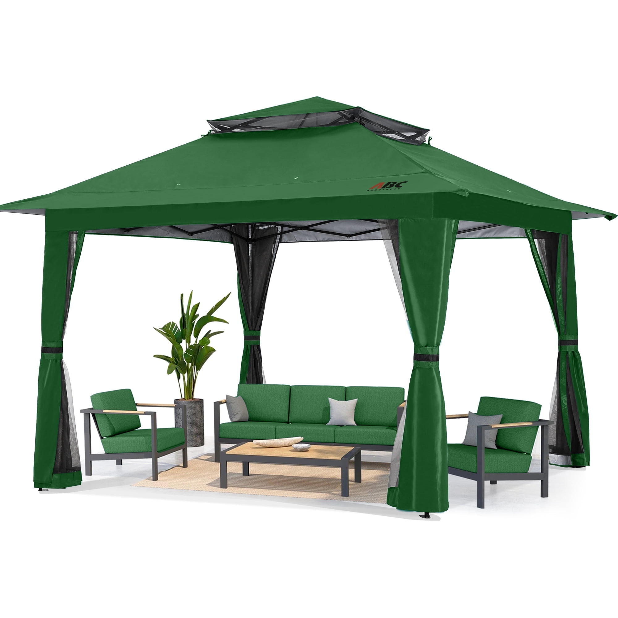 Walmart savings: ABCCANOPY 13'x13' Outdoor Pop-Up Gazebo Tent, Canopy Shelter with Mosquito Netting, Forest Green