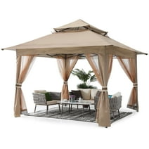 ABCCANOPY 13'x13' Gazebo Tent Outdoor Pop up Gazebo Canopy Shelter with Mosquito Netting, Khaki