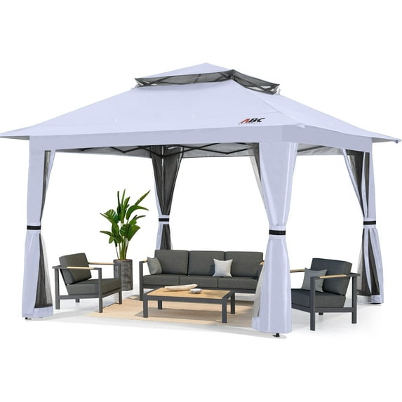 ABCCANOPY 13'x13' Gazebo Tent Outdoor Pop up Gazebo Canopy Shelter with Mosquito Netting, White