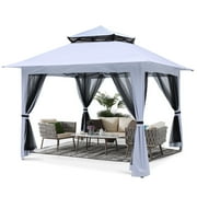 ABCCANOPY 13'x13' Gazebo Tent Outdoor Pop up Gazebo Canopy Shelter with Mosquito Netting, White