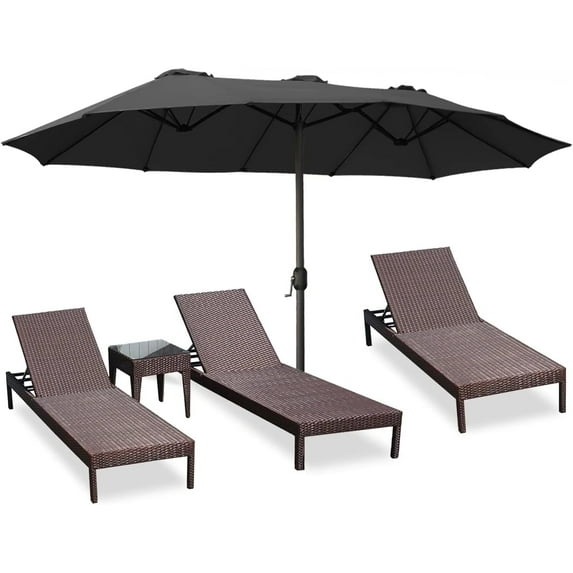 ABCCANOPY 15FT Patio Large Double-Sided Aluminum Garden Swimming Pool Umbrella With Crank Handle,Dark Gray