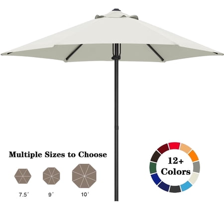 ABCCANOPY 7.5ft Outdoor Market Hand Push Patio Umbrella,12+Colors, Light Beige