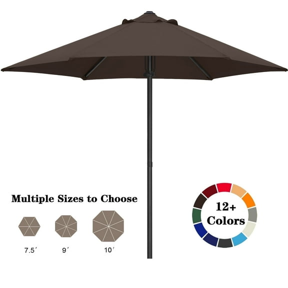 ABCCANOPY 7.5ft Outdoor Market Hand Push Patio Umbrella,12+Colors, Brown