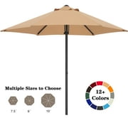 ABCCANOPY 7.5ft Outdoor Market Hand Push Patio Umbrella,12+Colors, Khaki