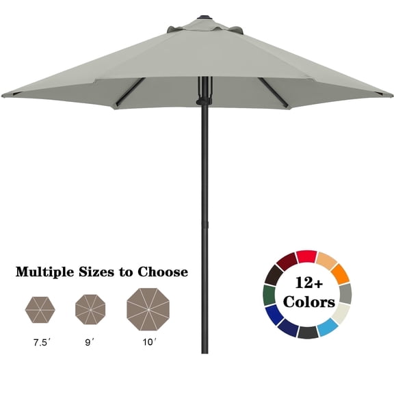 ABCCANOPY 7.5ft Outdoor Market Hand Push Patio Umbrella,12+Colors, Light Gray