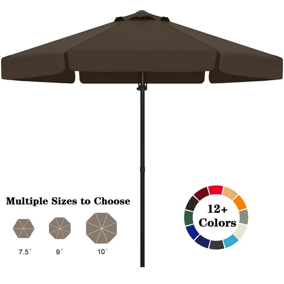 ABCCANOPY 7.5ft Outdoor Market Hand Push Patio Umbrella With Hanging Edge,12+Colors, Brown