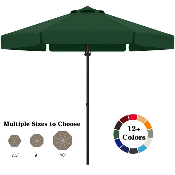 ABCCANOPY 7.5ft Outdoor Market Hand Push Patio Umbrella With Hanging Edge,12+Colors, Green