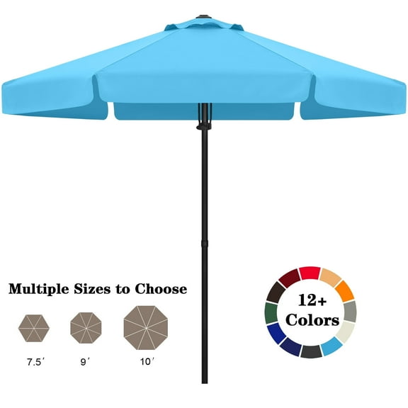 ABCCANOPY 7.5ft Outdoor Market Hand Push Patio Umbrella With Hanging Edge,12+Colors, Turquoise