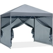 ABCCANOPY 8 ft x 8 ft Easy Pop up Outdoor Canopy Tent With Netting, Gray