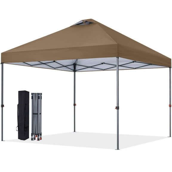 ABCCANOPY 8 ft x 8 ft Easy Pop up Outdoor Portable Instant One Push Function Canopy Tent with Air Vent, Khaki