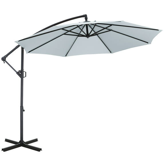 ABCCANOPY 9 FT 360°Rotation Cantilever Patio Umbrella with Crank & Cross Base for Garden, Backyard, Pool and Beach, 12+ Colors(Light Gray)