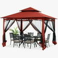 thumbnail image 1 of ABCCANOPY 9'x9' Patio Gazebo With Mosquito Netting and Double Soft Roof Canopies for Shade and Rain,Rust Red, 1 of 9