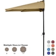 thumbnail image 1 of ABCCANOPY 9FT Patio Half Umbrella With Crank Handle, Khaki, 1 of 7