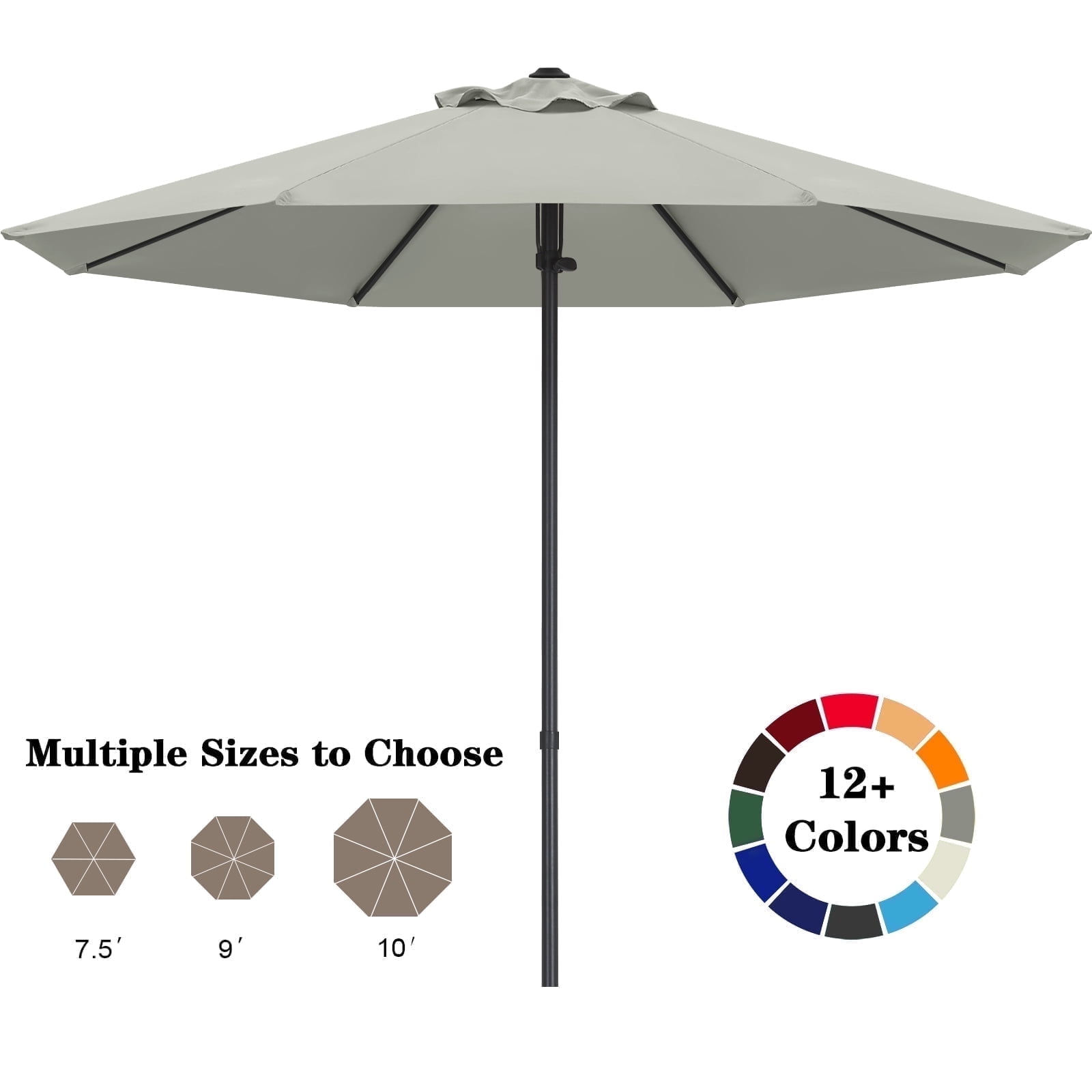 Walmart daily deals:  ABCCANOPY 9FT Sun Outdoor Large Patio Umbrella, Crank Wind Resistant, Big for Decks, 13+Colors, Light Gray
