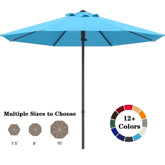 ABCCANOPY 9ft Outdoor Market Hand Push Patio Umbrella,12+Colors, Turquoise