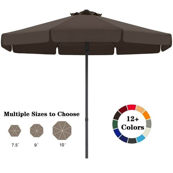 ABCCANOPY 9ft Outdoor Market Hand Push Patio Umbrella With Hanging Edge,12+Colors, Brown