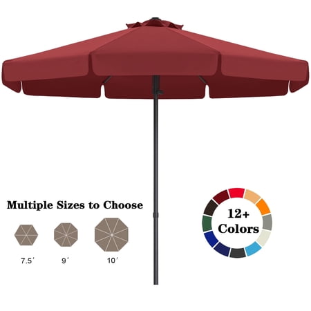 ABCCANOPY 9ft Outdoor Market Hand Push Patio Umbrella With Hanging Edge,12+Colors, Burgundy