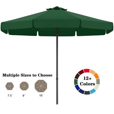 ABCCANOPY 9ft Outdoor Market Hand Push Patio Umbrella With Hanging Edge,12 Colors, Green
