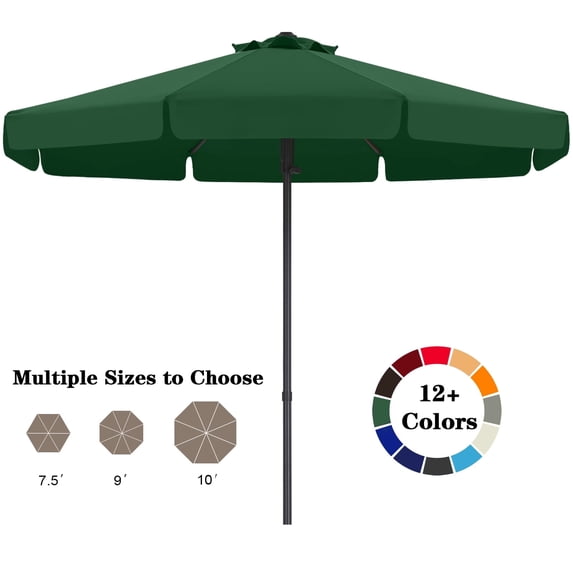 ABCCANOPY 9ft Outdoor Market Hand Push Patio Umbrella With Hanging Edge,12+Colors, Green