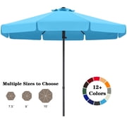 ABCCANOPY 9ft Outdoor Market Hand Push Patio Umbrella with Hanging Edge,12+Colors, Turquoise