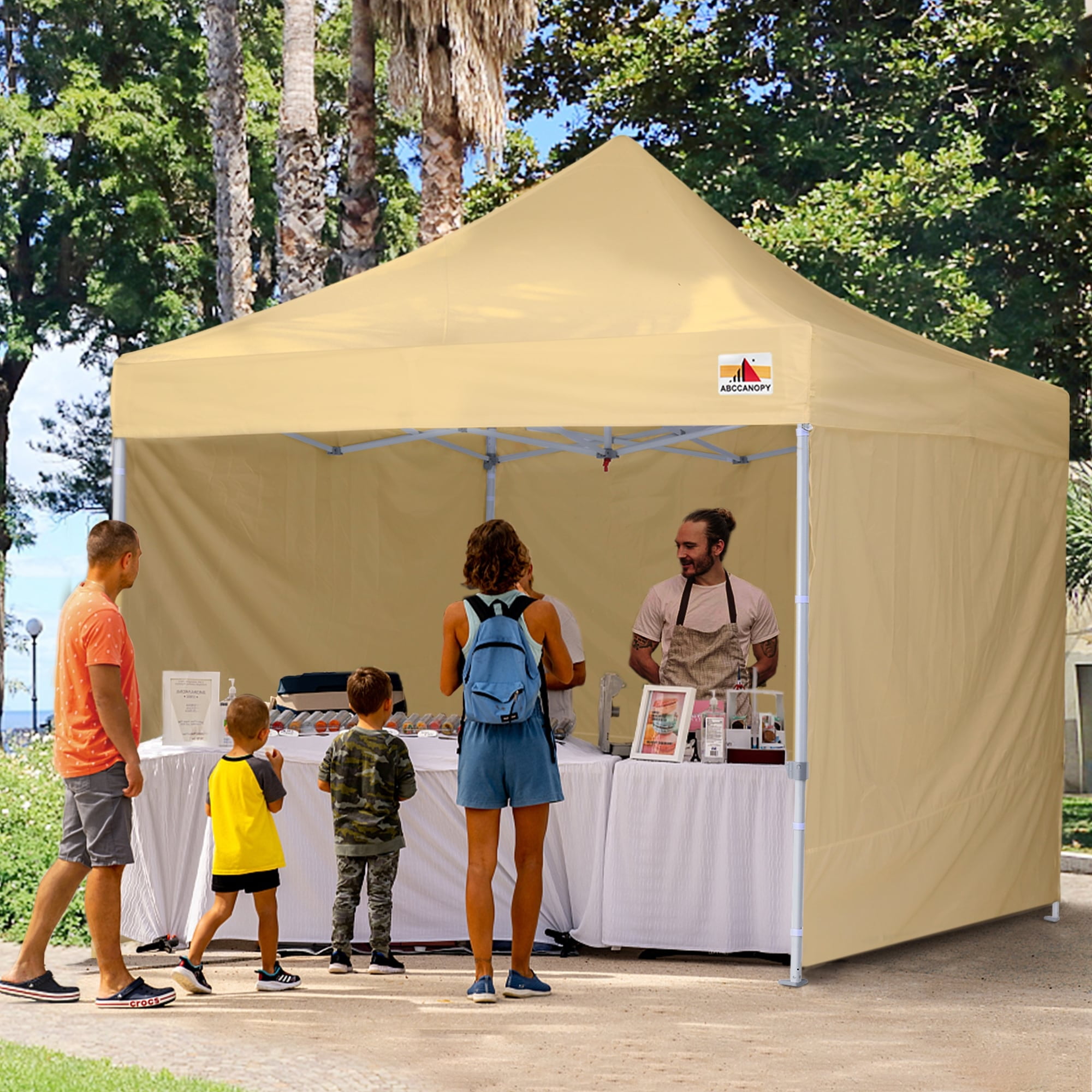 Beige 10ft x 10ft Commercial Metal Pop-Up Canopy