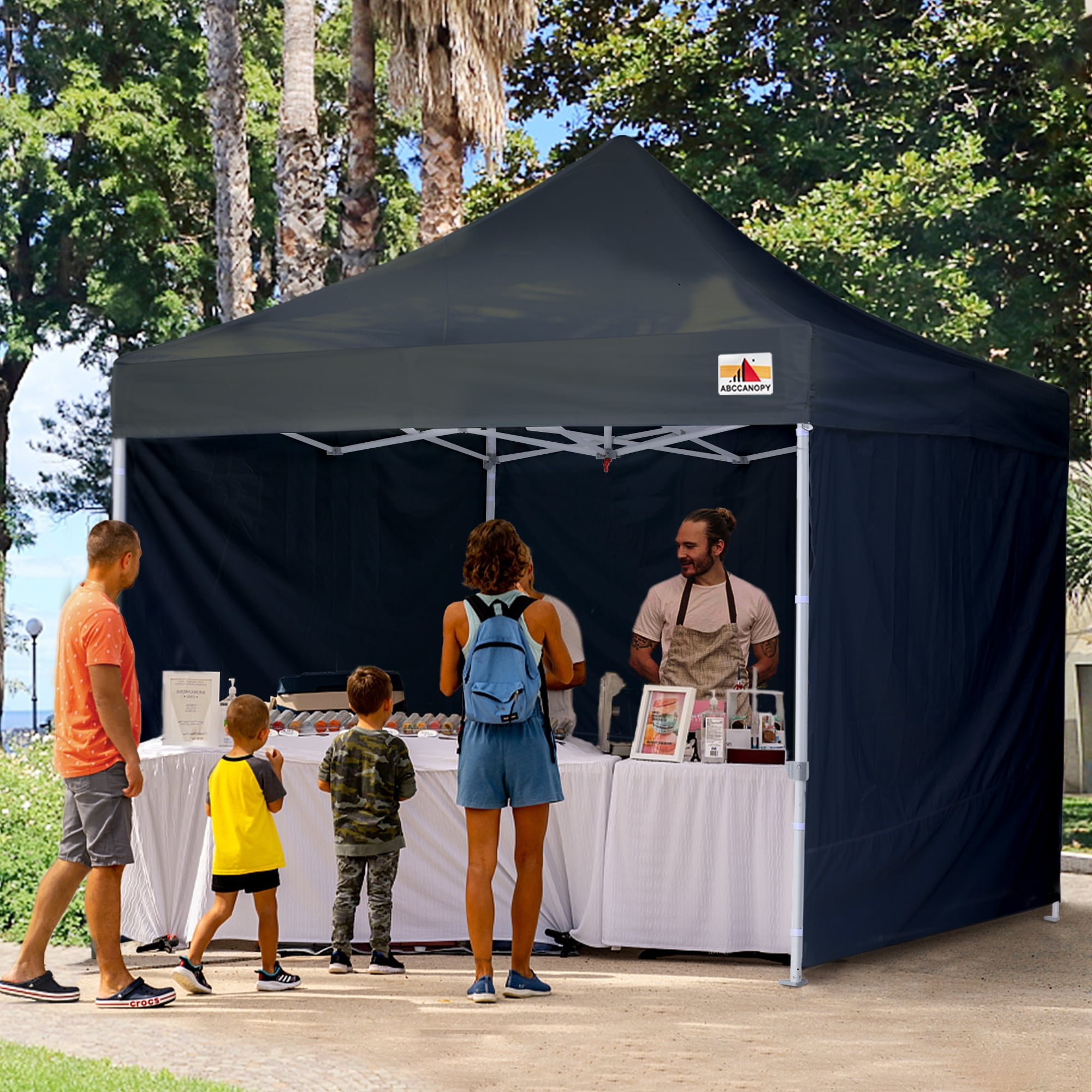 Black 10ft x 10ft Commercial Instant Shade Metal Pop-Up Canopy