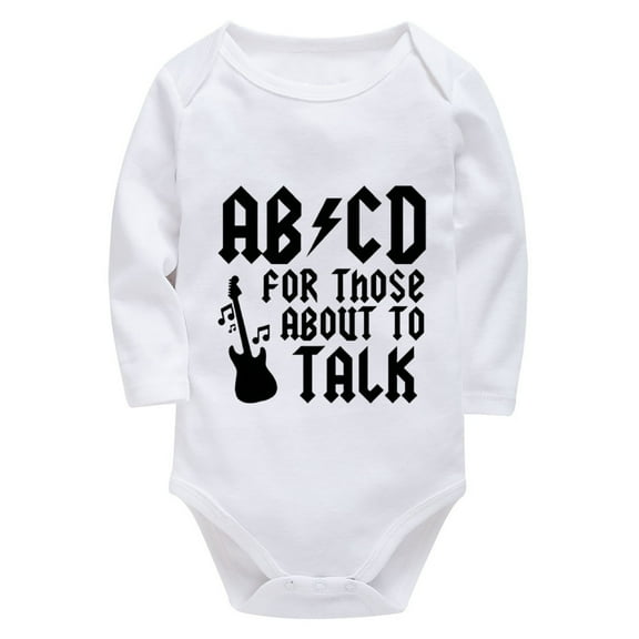ABCD For Those About To Talk Babygirl Outfit Long Sleeve Baby Boy Onesie White Baby Boy Clothes 0-6 Months