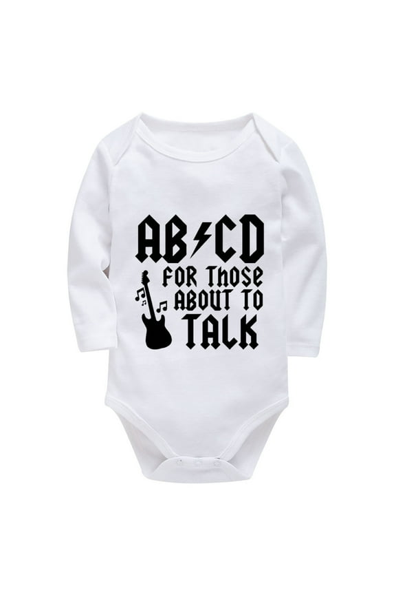 ABCD For Those About To Talk Infant Romper Boy Long Sleeve Cute Newborn Outfits White Baby Girls Outfit