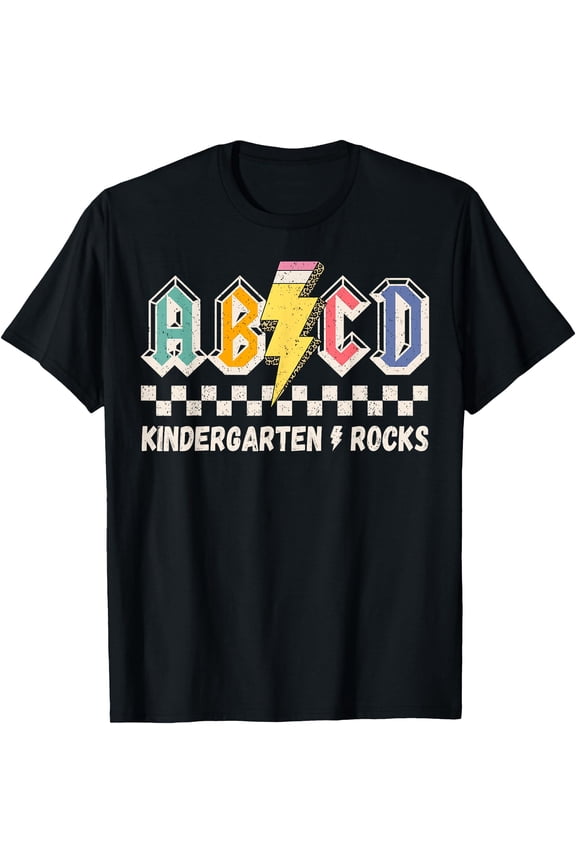 ABCD kindergarten Rocks Pencil Lightning Teachers Rock Boys T-Shirt,Black