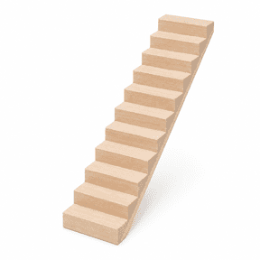 ABCISI 1:12 Scale Wooden Dollhouse Stairs, 11-Step Unfinished Miniature Staircase for DIY Doll House Building, Natural Wood Furniture Accessory, 12.20 x 2.20 x 0.90 in