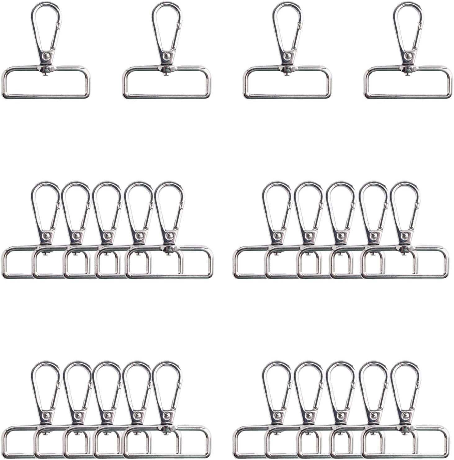 ABCISI 1.5 Inch Lobster Claw Swivel Clasps Metal D Ring Snap Hooks Lobster Trigger Lanyard Clasp Clips Hook for Keychain Jewelry DIY Crafts Purse Bag Making 1 1/2 Inch 24 Pack (Silver)
