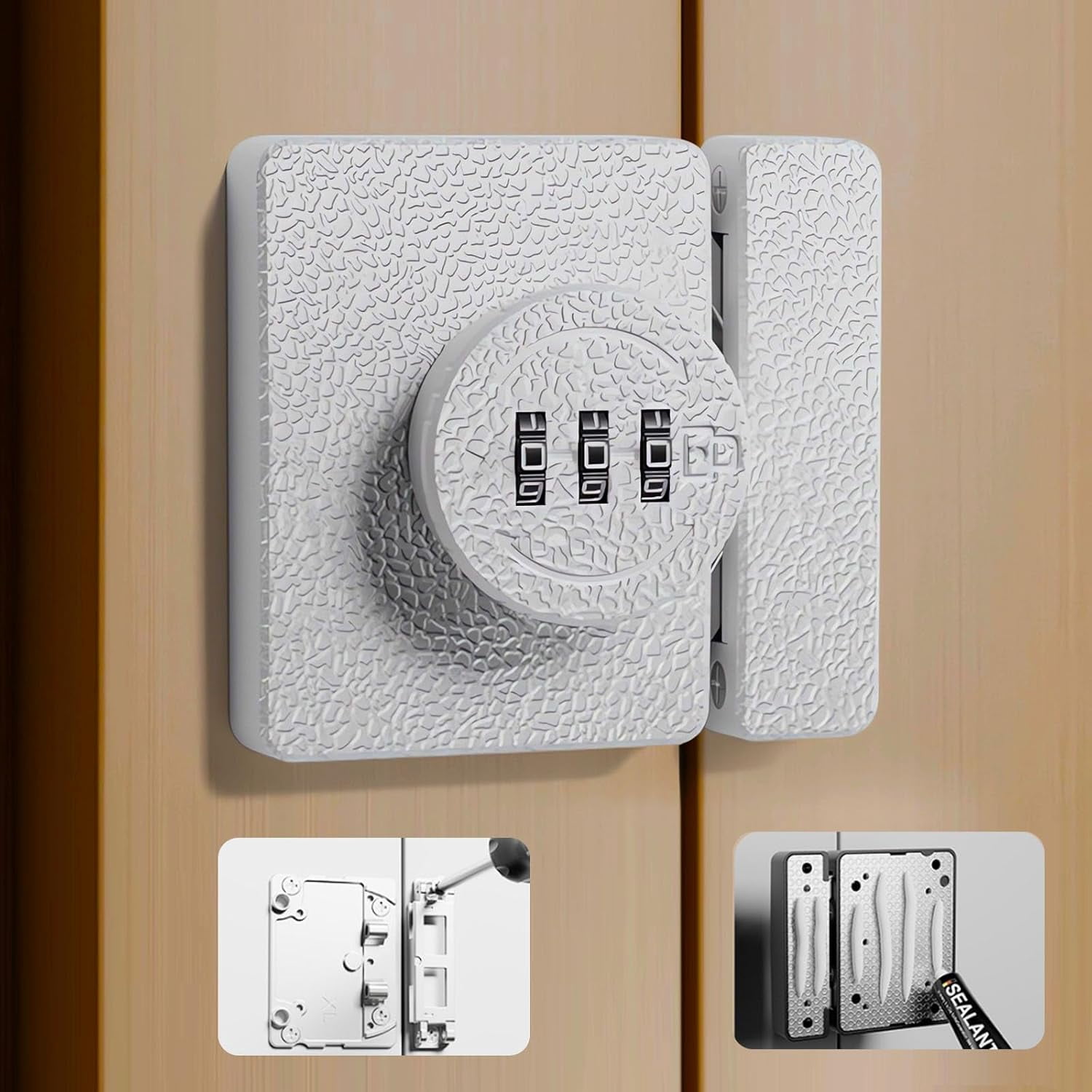 ABCISI 1 Pack Closet Door Lock - Bifold Door Lock 3-Digit Keyless Combination Cabinet Lock - Anti-Pry Double Door Locks for Swinging Sliding Cupboard Pantry Barn Shed Drawer, White