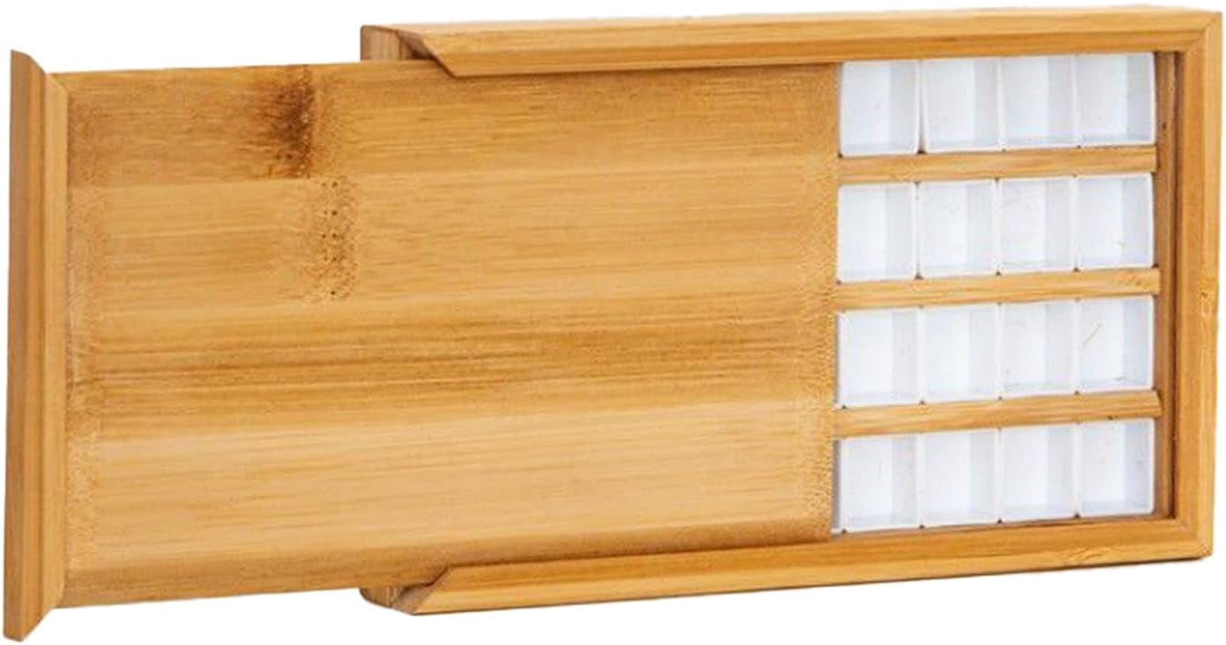 ABCISI 1 Piece 36 Grids Empty Watercolor Palette Box with Pull-Out Cover, Compartment Art Storage Case for Travel, Portable Design for Artists to Mix and Carry Watercolors Anywhere