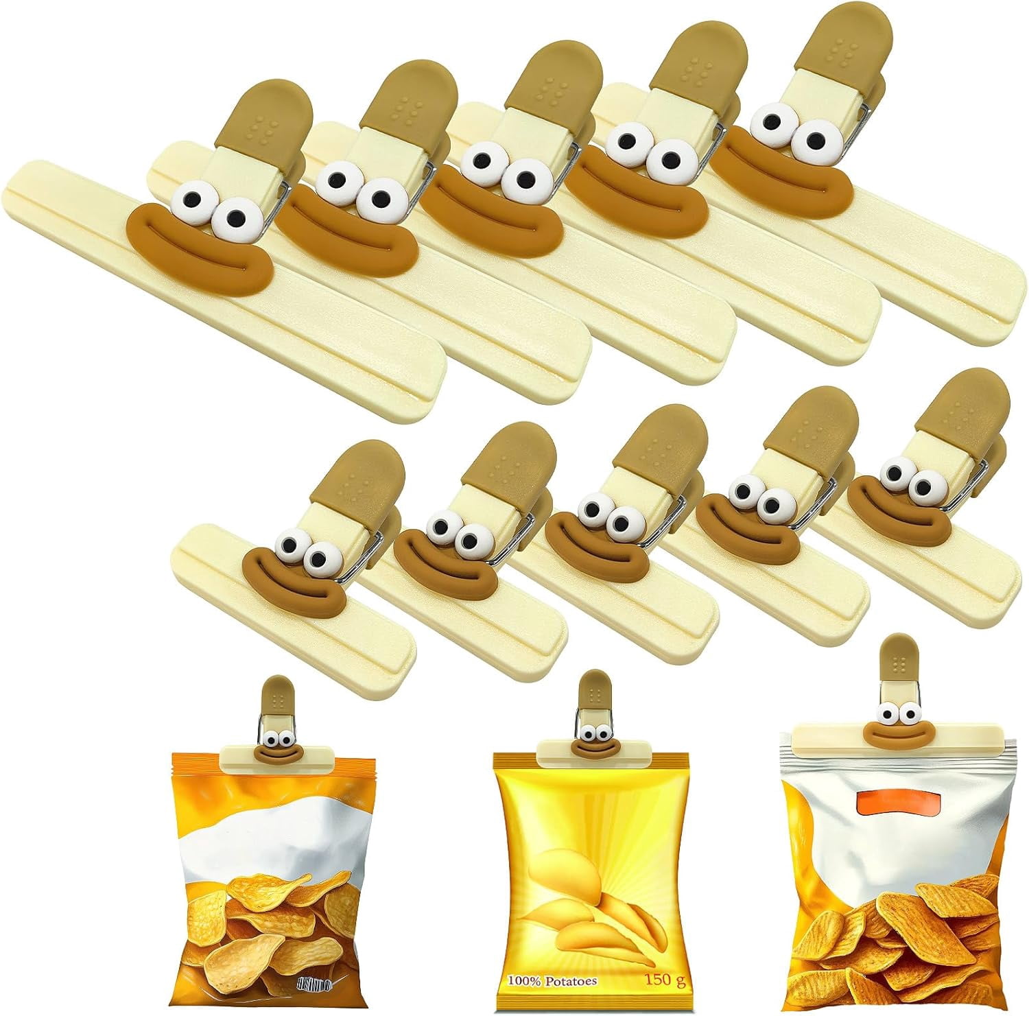 ABCISI 10-Pack Chip Bag Clips for Food, Multipurpose Plastic Chips ...