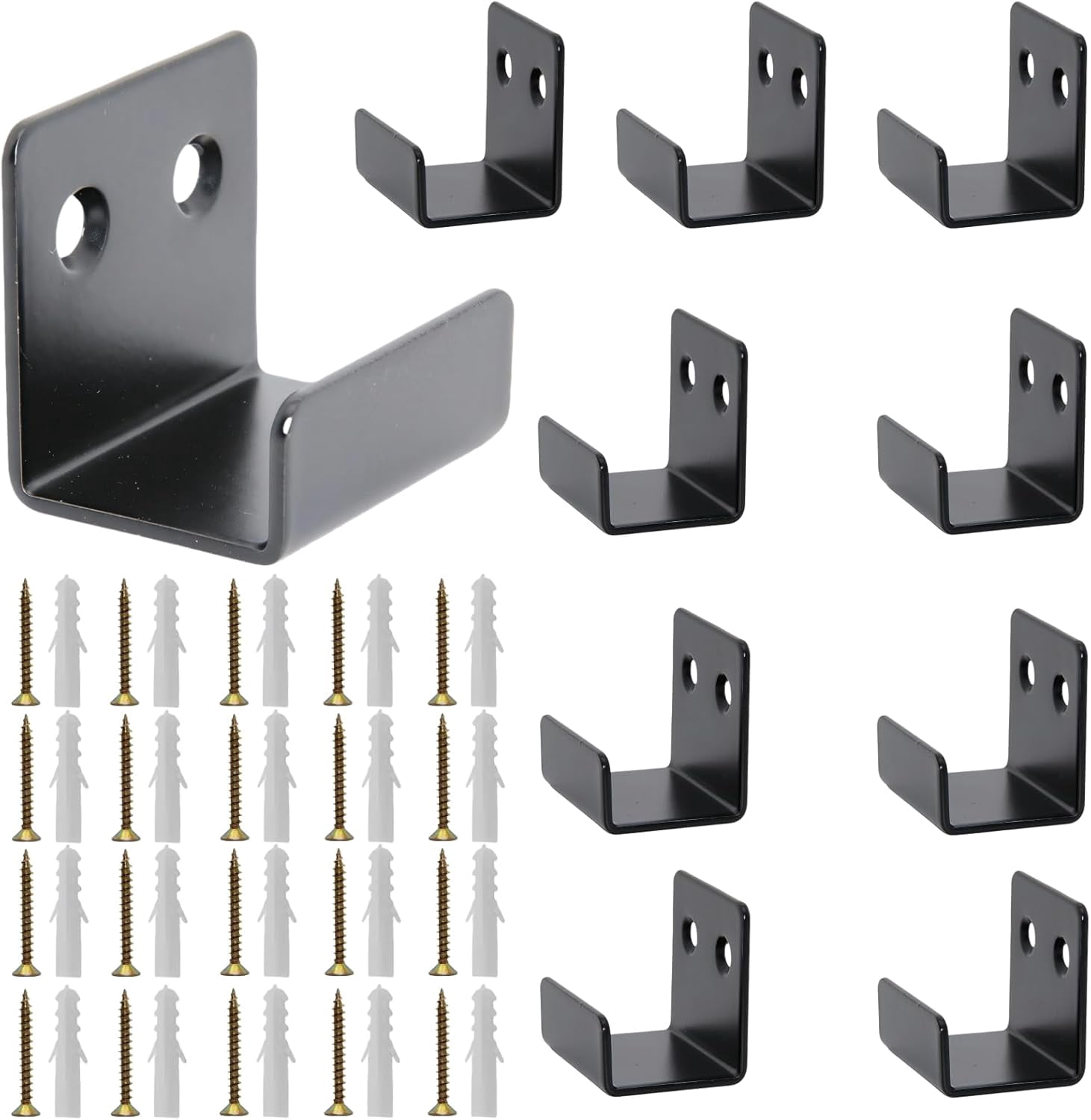 ABCISI 10 Pack J Hooks, J Brackets Tile Hangers for Wall Mounting, Heavy Duty Mirror Hanging Clips/ Picture Frame Hooks, Fastener Utility Hooks for Ceramic Tile Display with Installation Screws