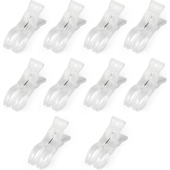 ABCISI 10 Pack Large Clips for Balloon Arch, Transparent Plastic 3.62 Inch Heavy Duty Balloon Arch Clips for Birthday Decoration Crafts Backdrop Beach, Clear Towel Spring Clamps