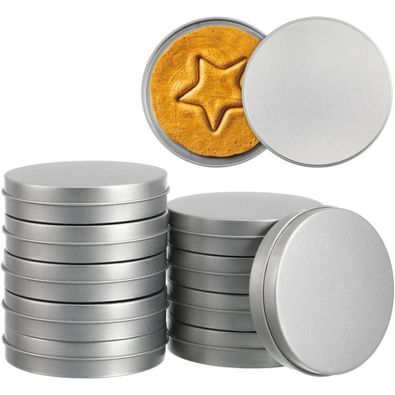 ABCISI 10-Pack Metal Empty Candy Storage Boxes, 3.54In Refillable Containers with Screw Top Lids, Airtight Seal Tins for Party Treats, Biscuits, Tea, Cosmetic, Gift