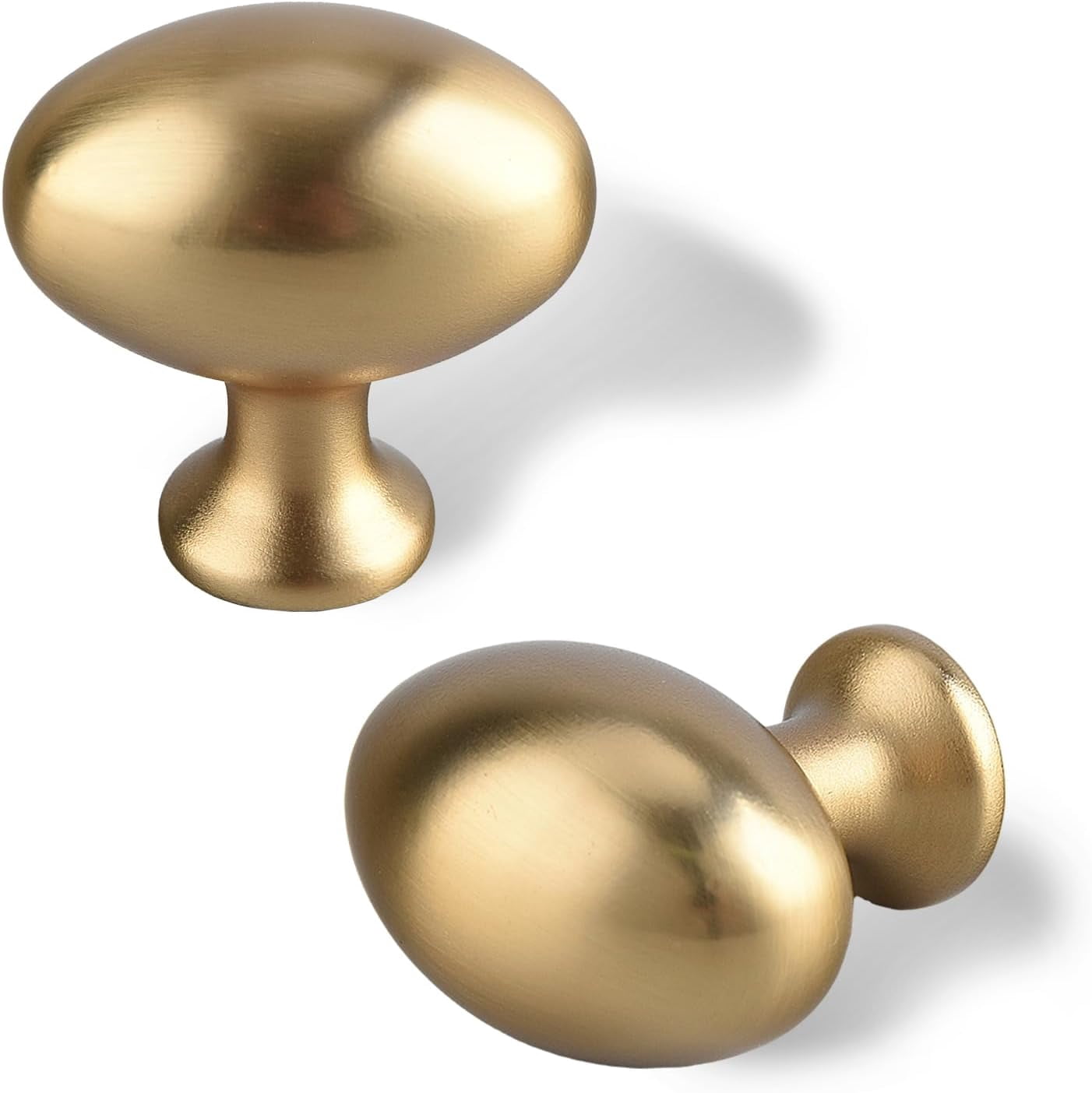 ABCISI 10 Pack Oval Cabinet Knobs, Furniture Cupboard Pulls, Modern Single Hole Hardware for Kitchen Cabinet, Dresser, Wardrobe Drawer, Champagne Bronze