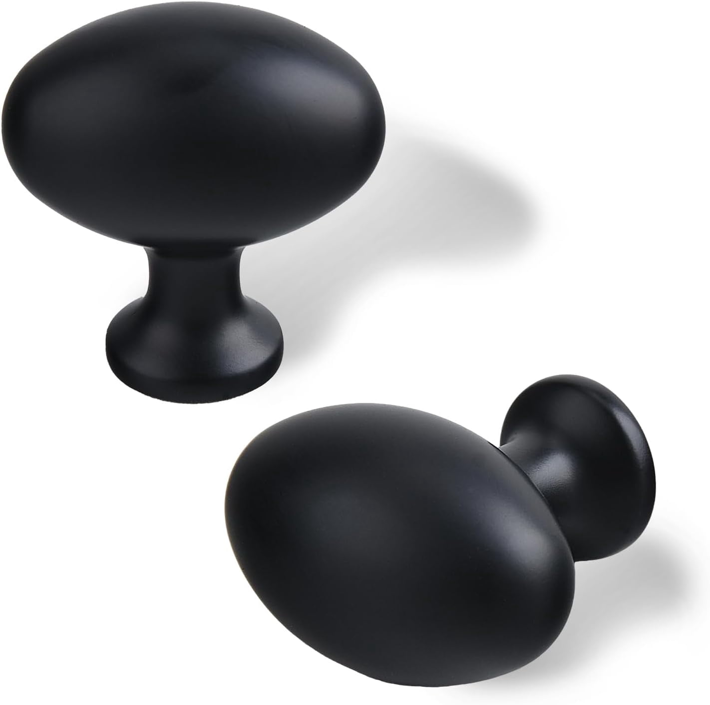 ABCISI 10 Pack Oval Cabinet Knobs, Furniture Cupboard Pulls, Modern Single Hole Hardware for Kitchen Cabinet, Dresser, Wardrobe Drawer, Matte Black