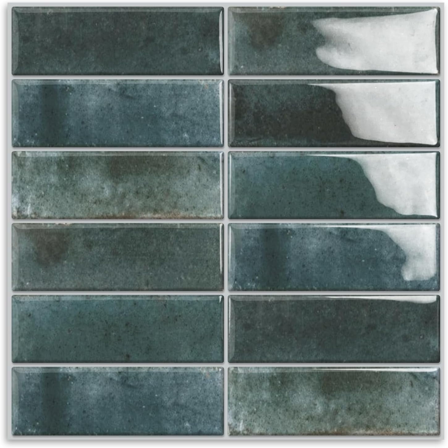 ABCISI 10 Sheets Subway Tile Peel and Stick Backsplash, 12”×12”Blue Self Adhesive Wall Tiles Stick on Back Splash for Kitchen,Bathroom,Camper, Easy to Clean and Resistant to Water, Oil, Heat