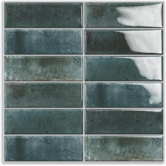 ABCISI 10 Sheets Subway Tile Peel and Stick Backsplash, 12”×12”Blue Self Adhesive Wall Tiles Stick on Back Splash for Kitchen,Bathroom,Camper, Easy to Clean and Resistant to Water, Oil, Heat