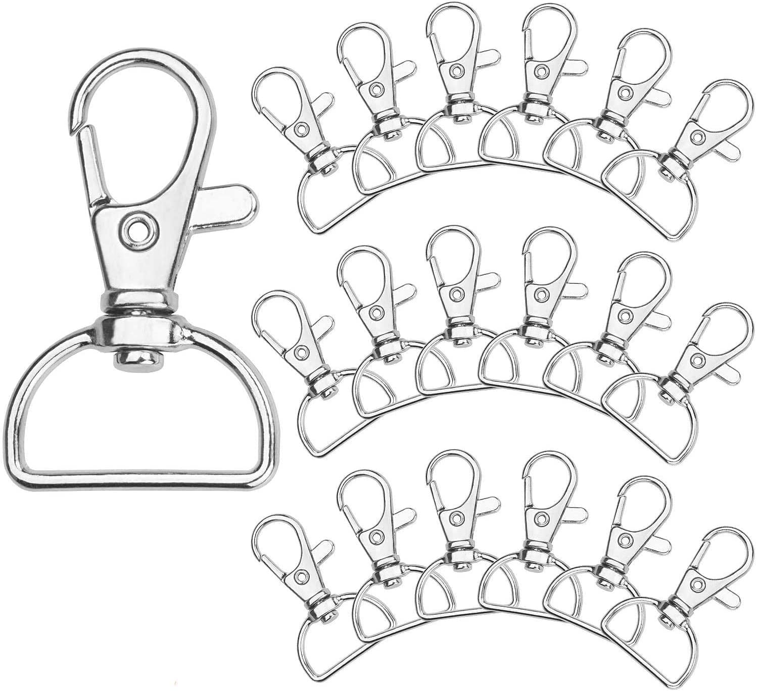 ABCISI 100 Pack Lobster Claw Clasps for Keychains, 3/4 inch Lanyard Clips D Ring Swivel Clasp Hook, Metal Lobster Clasp for Key Chain, Crafts and Purse DIY Lanyard Making