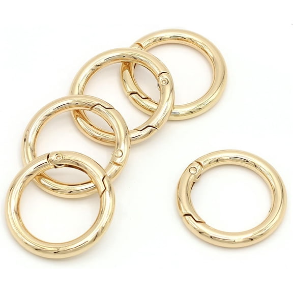 ABCISI 10PCS Spring O Rings Metal Round Carabiner Clip Snap for Keyrings Buckle, Bags, Purses, Openable Keyring for DIY Enthusiast,Mechanics,Workers,Homeowners (25mm, Gold)