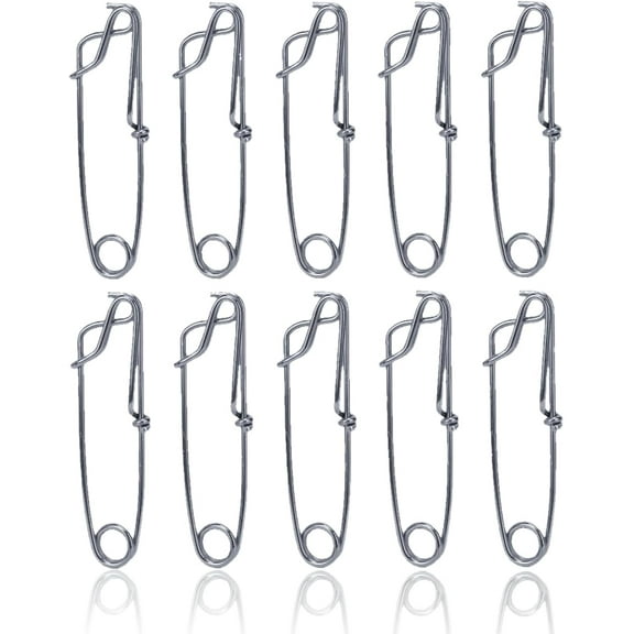 ABCISI 10pcs Long Line Snap Clips, Stainless Steel Fishing Line Clips Trotline Clips Decoy Clips Fishing Snap Hook Terminal Tackle Baits Clip Branch Hanger Snap Tuna Clips
