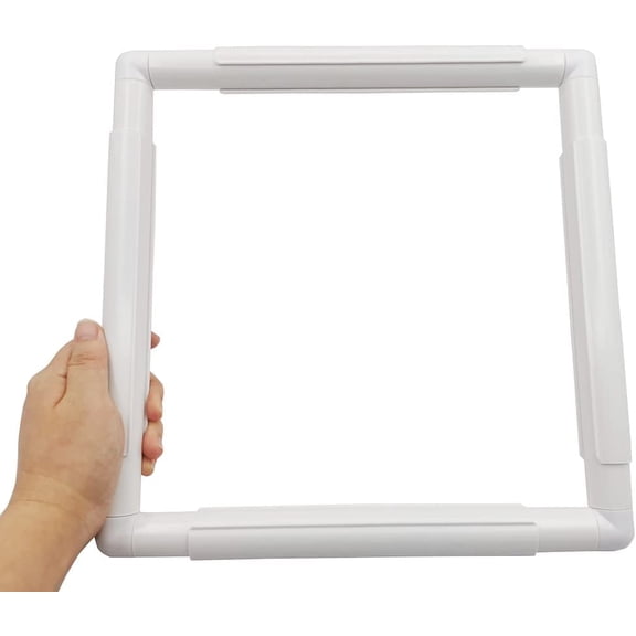 ABCISI 11 X 11" Plastic Cross Stitch Frame, Square Embroidery Hoop White DIY Sewing Tools Sewing Hoop Handhold Craft Clip Embroidery Snap Frame Hoop for Cross Stitching Quilting (11 X 11")