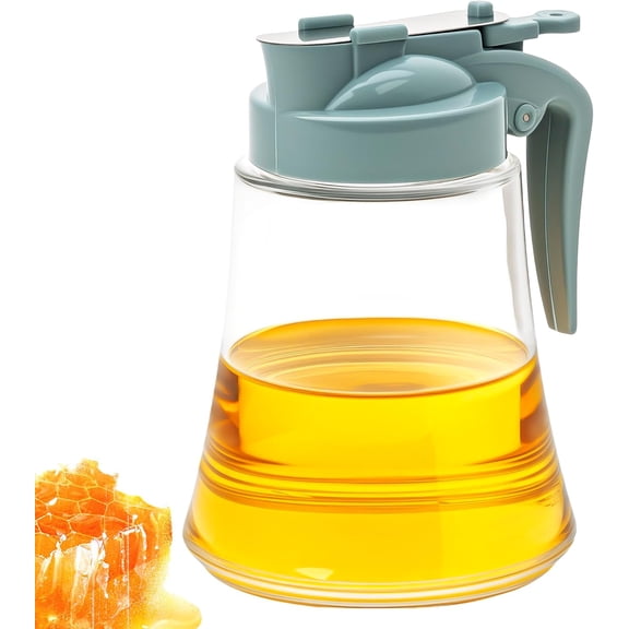 ABCISI 12 Oz Syrup Dispenser – No-Drip Pourers for Maple Syrup, Oil Dispenser Bottle with Non-Slip Handle, Honey Jar & Sirop Container, Reusable Syrup Bottle for Kitchen (Blue)