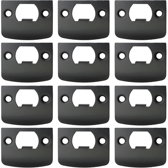 ABCISI 12 PCS Door Strike Plate, Black Deadbolt Strike Plate, Stainless Steel Reinforcement for Deadbolt Installation, Easy Installation, Versatile Use for Homes and Offices (black)