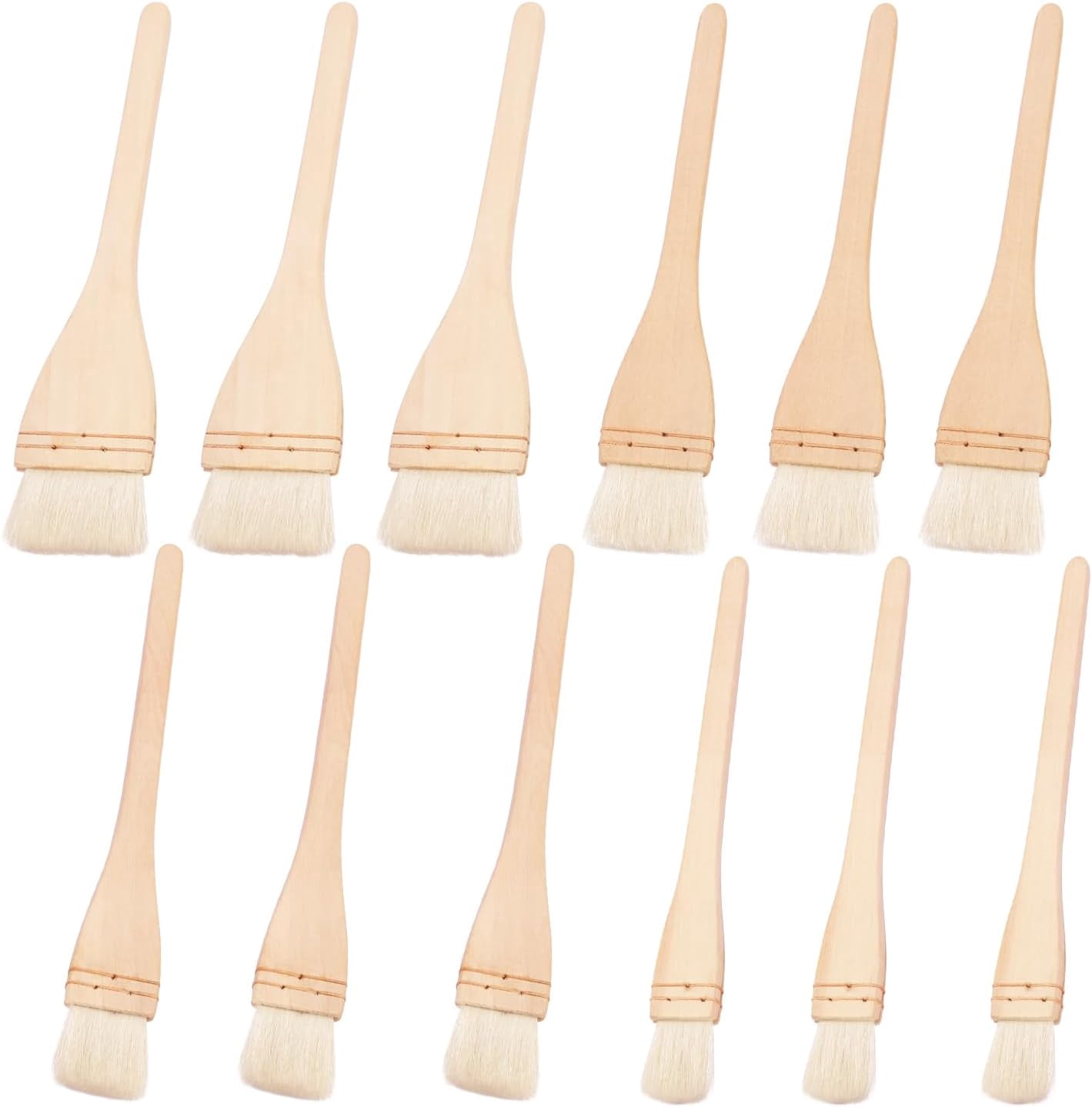 ABCISI 12 Pack Hake Brush, 1in / 1.5 in / 2in / 2.5in Flat Hake Brushes Set, Crafted with Premium Goat Hair Bristles, Ideal for Watercolor, Wash, Ceramic and Pottery Painting