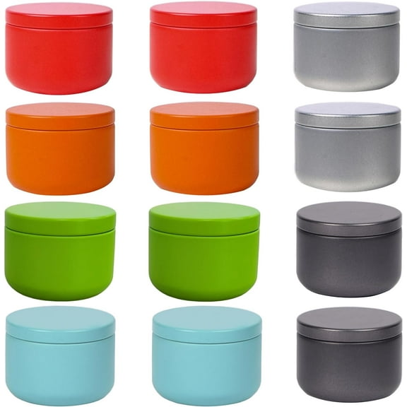 ABCISI 12 Pcs Mini Airtight Metal Tea Tins, Food Storage Container, Decorative Metal Canisters for Tea Coffee Spices Candy, Crafts Gift Favors Party Decor (2.1x1.6 Inches 0.7oz)